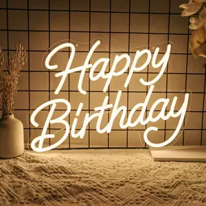 Dimmable LED Happy Birthday Neon Light Up Sign for Wall Decor Birthday Party Backdrop Bday Decoration 16.14"x11.65"