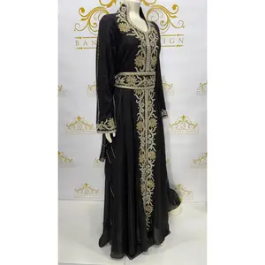 Fancy Layer Kaftan Dress Embellished Embroidery & Rhinestone