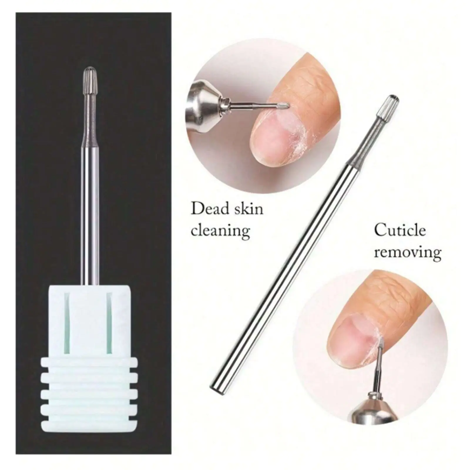 Nail Drill Bit 3/32 inch (about 1.9 cm) Tungsten Carbide Professional Natural Nail Buffer Drill Bit for Nail Cuticle Cleaning Manicure Pedicure Nail File Safe Gel Remover for Home and Salon Use Nail Care Nail Tools Nail Bits For Nail Drill