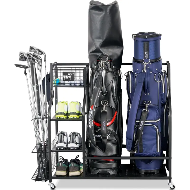 Mythinglogic Golf Storage Garage Organizer, Golf Bag Storage Stand and Other Golfing Equipment Rack, Extra Storage Rack for Golf Clubs Mythinglogic