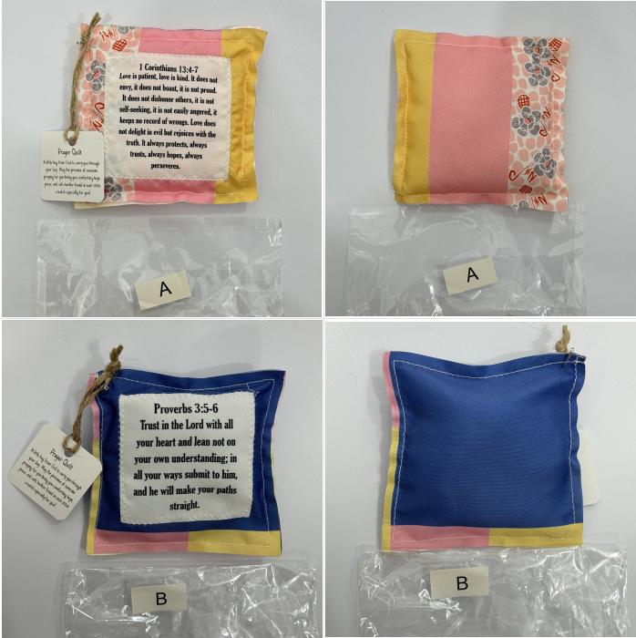 Vintage Prayer Blanket Square with Cross Inside, Mini Handmade Quilt, Religious Quilt, Colorful Stitched Blessing Poem Throw, Home Decor Gift Idea, Pocket Prayer Quilt #GLOBAL PICKS