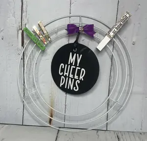 Mini Metal Wall Hanging Cheer Pin Holder - Mini 8" Circle - Cheer Gifts - Cheer Team Gift