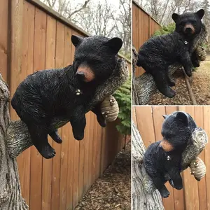 Add Some Fun To Your Garden With This Adorable Black Bear Figurine! Decoration Sculpture Outdoor Yard