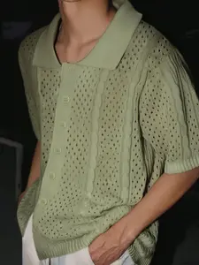 Men's Solid Color Punch Collar Knit Cardigan, Regular Fit Casual Long Sleeve Knitwear for All Seasons, Fashion Men's Knit Clothing for Daily Wear, Tops