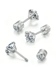 Hypoallergenic G23 Implant Grade Titanium Screw Back Earrings 20G Pure Titanium Post For Sensitive Ears 5A Cubic Zirconia Titanium Earring Studs For Women Men Double Side Earrings Piercing Sleeper Studs Jewelry Hypoallergenic CZ Earrings