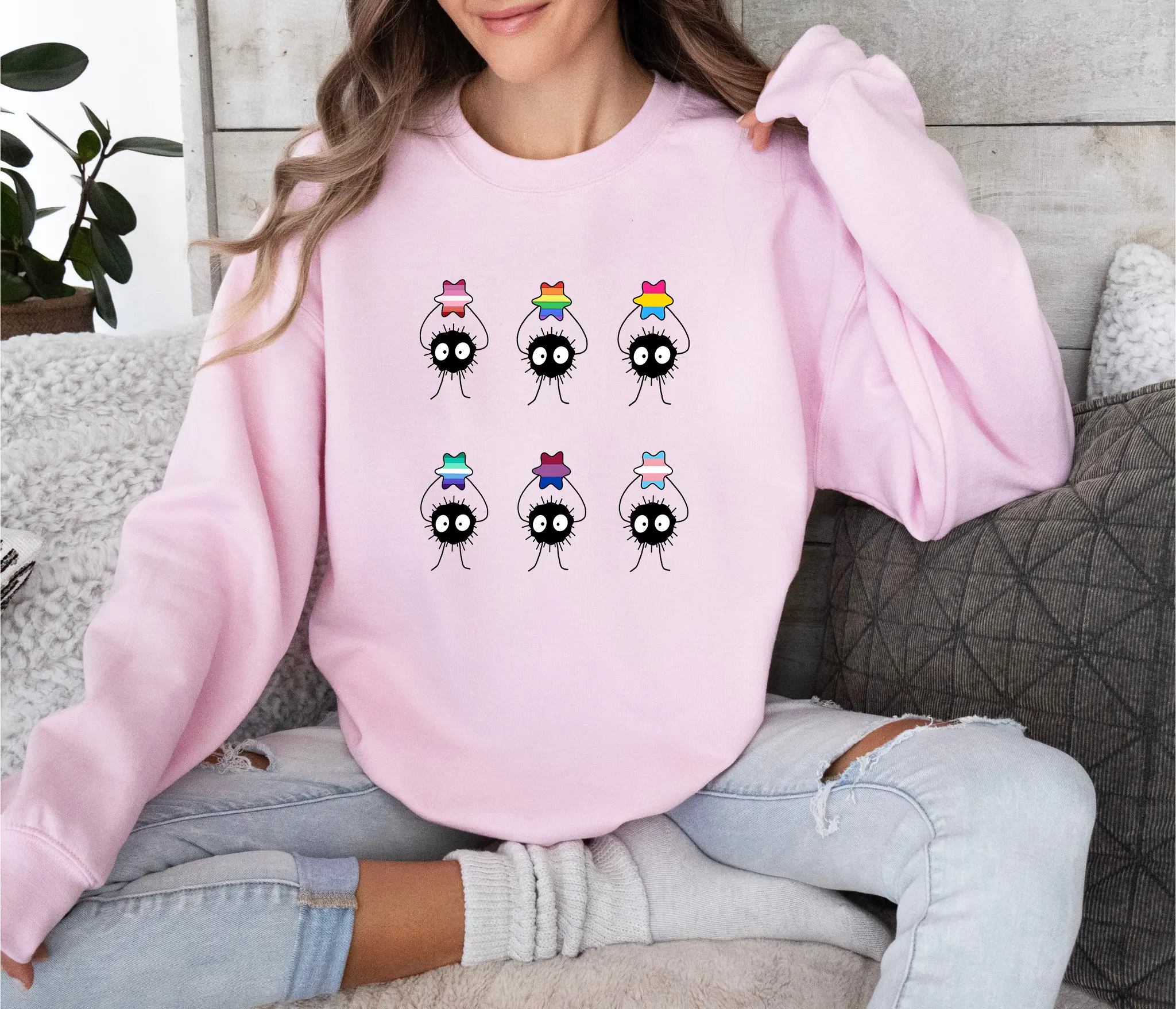 Pride Soot Sprites Star Candy Sweatshirt, Ghibli Star Candy Shirt, Spirited Away Studio Ghibli Hoodie, Ghibli No Face Hoodie, Hayao Miyazaki, Howl's Moving Castle Tee, Calcifer Shirt, Ghibli Anime Shirts, Xmas Gift