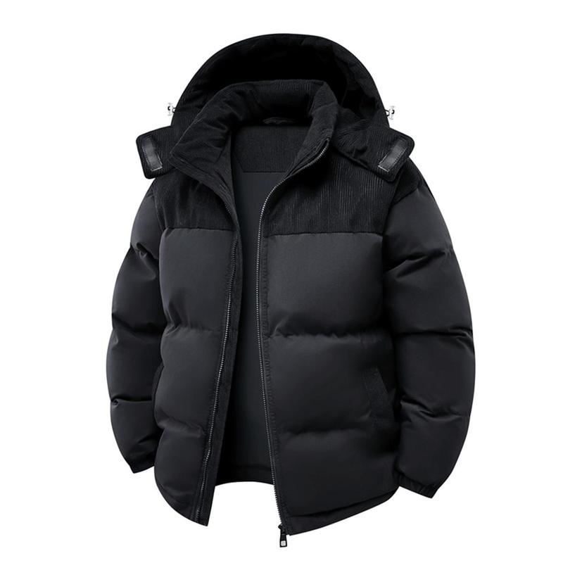 Modern Men's Cotton-Padded Coat: Mixed-Material Cut with Milano Italy Typography Graphic Print – A Sleek Warm Piece Merging Functional Design With Contemporary European Aesthetic Perfect for Daily Commutes Leisure Days or Cold-Weather Adventures