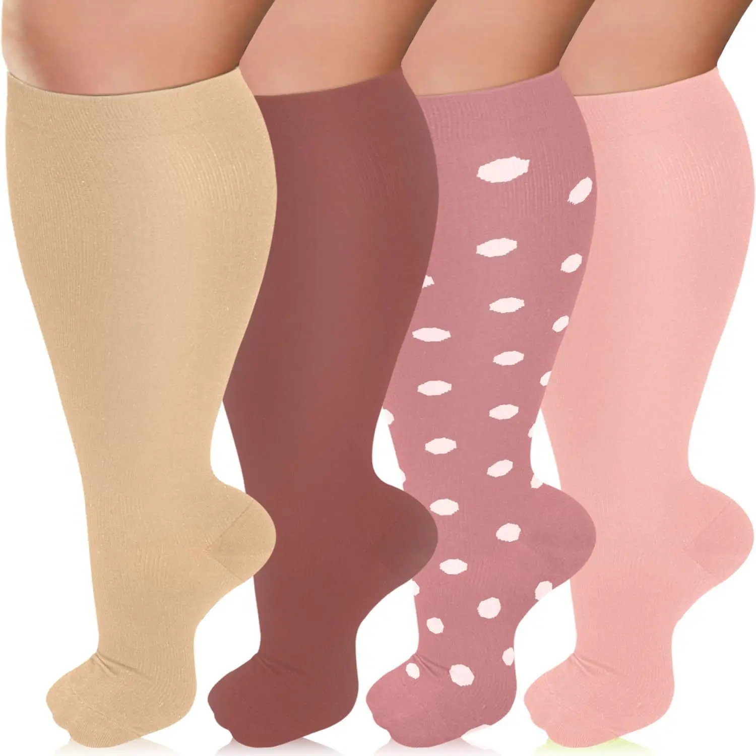 4 pairs set 34  Skin tone/Wine red/Pink