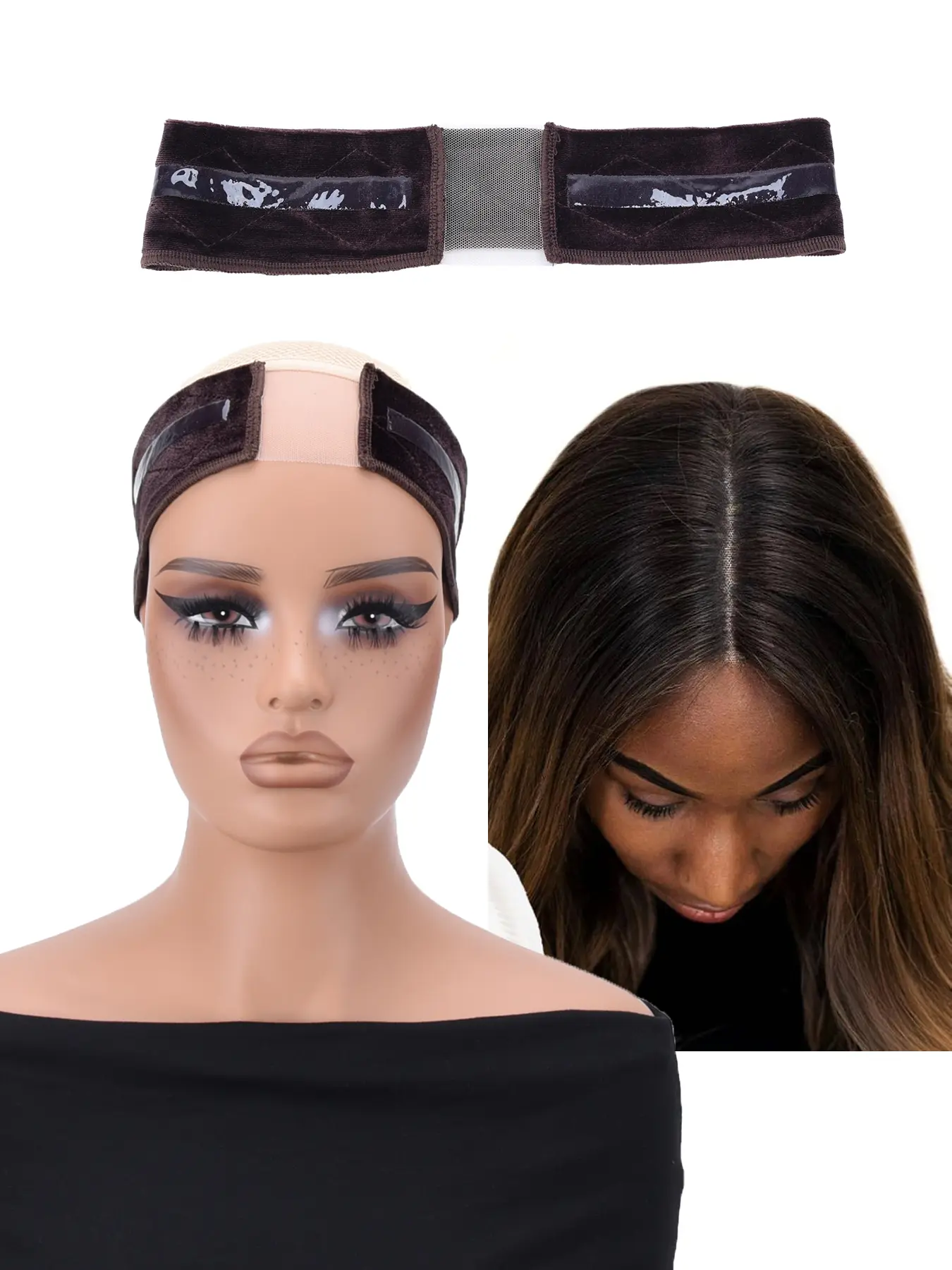 Velvet Grip Wig Band, Silicone and Lace Construction, Suitable for All Hair Lengths, Adjustable Lace Front, Silicone Anti-Slip Design, Adjustable Wig Cap