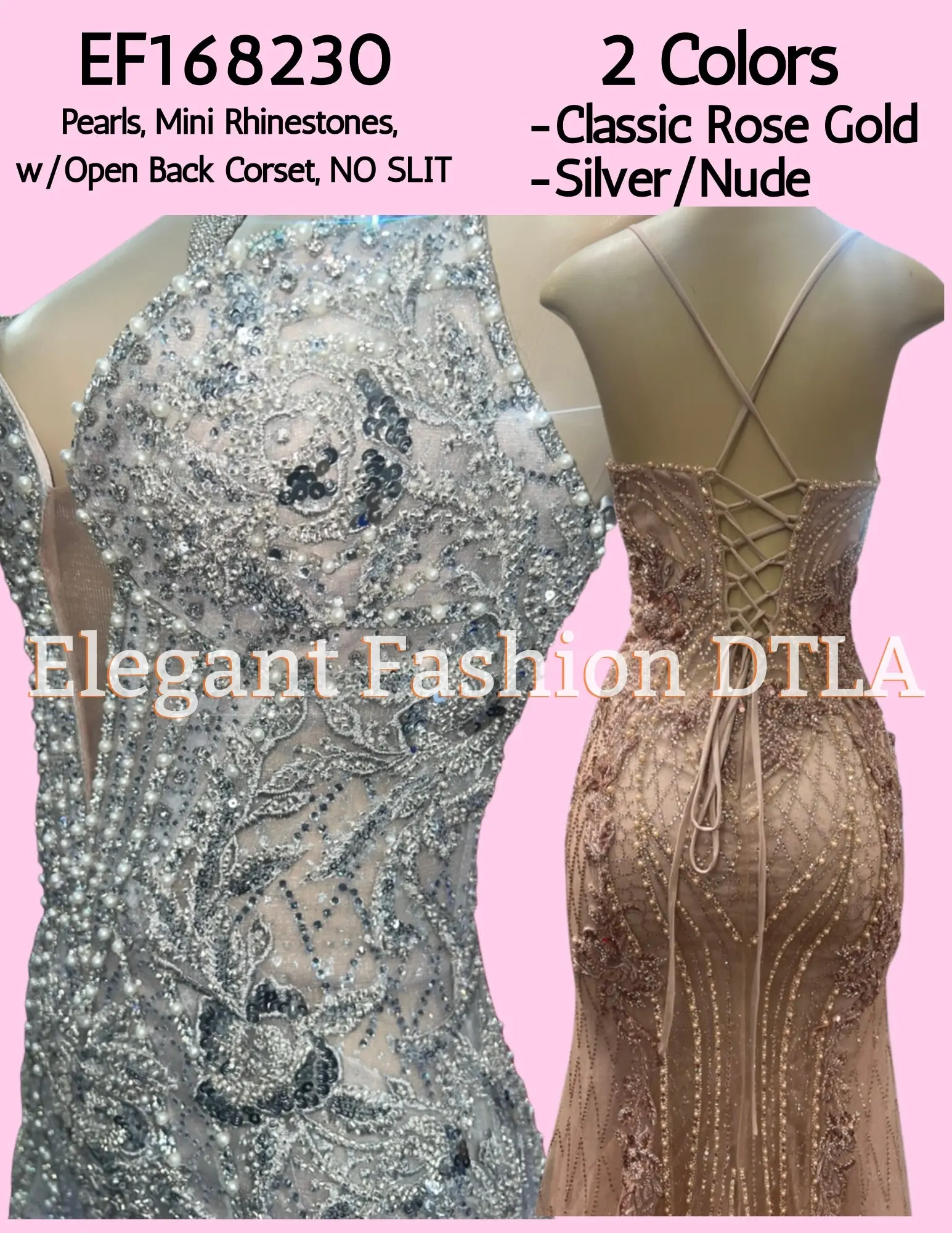 💎 2026 💎 EF168230 Rhinestones NO SLIT OPEN BACK