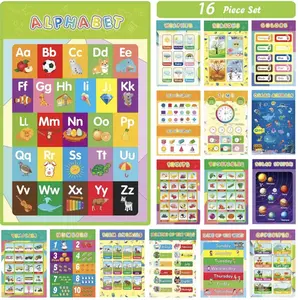 16 Laminated Kids Educational Posters - Kids Learning Materials, Ideal for Toddlers (Ages 1-5) for Classroom Teacher Decor & Early Home Education