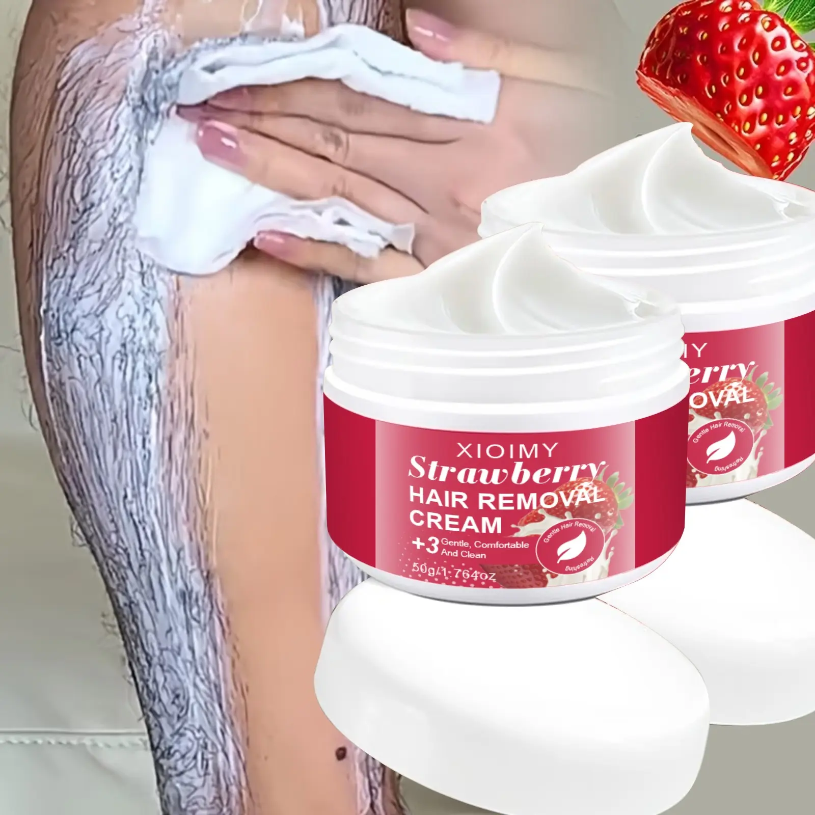 Strawberry Powerful Fast Hair Removal Wax, Gentle Formula, Sensitive, No Irritation, Thoroughly Removes Hair, Pain-Free, Smooth, for Chest, Legs, Arms, Body Care Cosmetic, Hair Removal Product