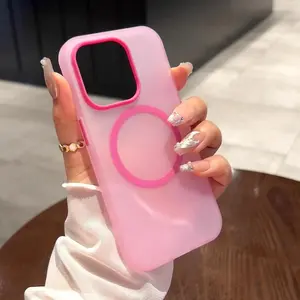Magnetic Frosted Jelly Transparent for Apple/ iPhone 11 12 13 14 15 16 17 Pro Max Plus Magsafe Protector Protective Case Simple Small Clear Candy Color, Accessories