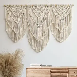 Fashionstorm Large Macrame Wall Hanging Tapestry Boho Macrame Tapestry Woven Home Decor Wall Pediment Cotton Gift