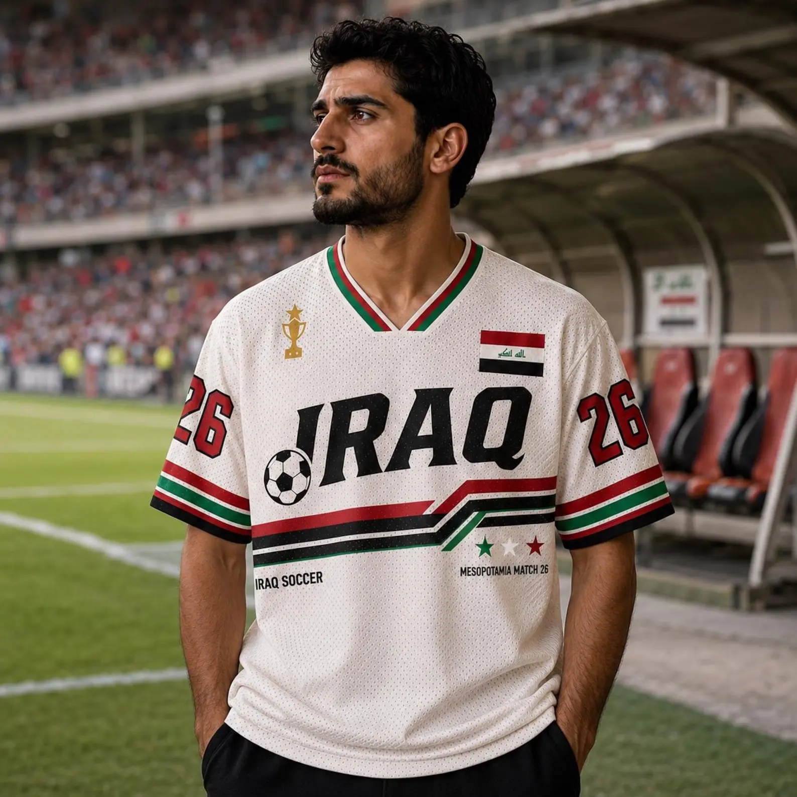 Vintage Iraq Soccer Jersey, Retro Football Shirt, Personalized Fan Tee