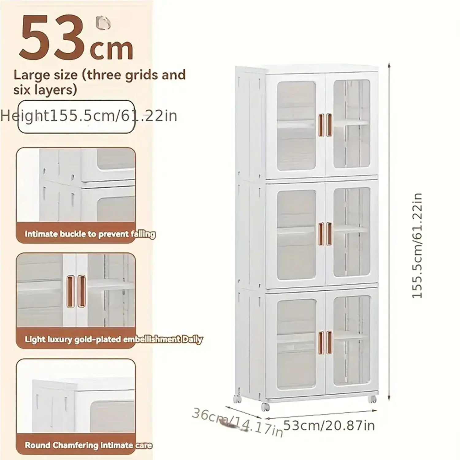 3-Tier Double door narrow slit cabinet