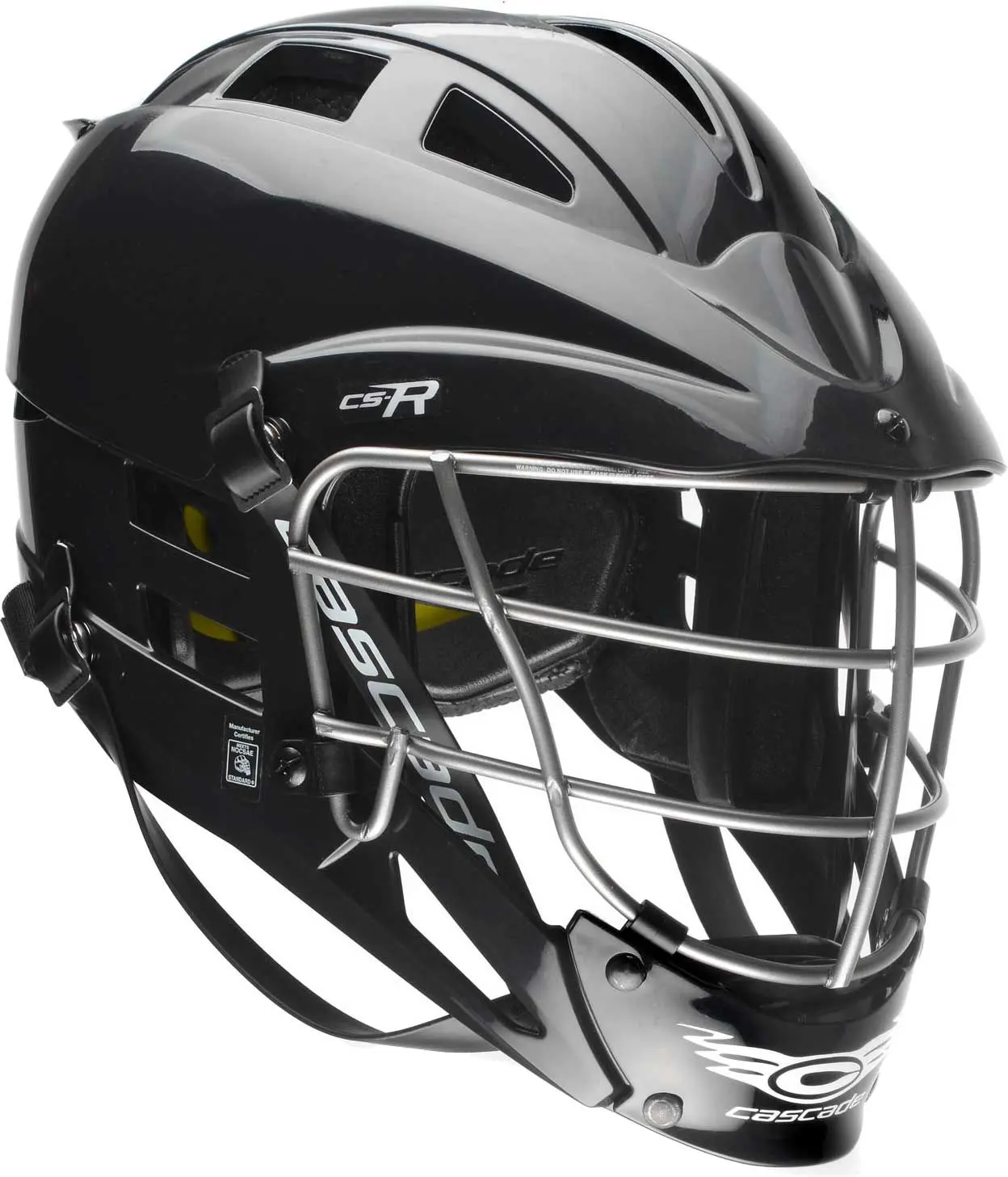 Cascade CS-R Lacrosse Helmet (Black Shell/Silver Mask)