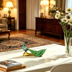 High-Quality Resin Peacock Ornament, Elegant Design for Home Decor, Perfect for Living Room, Garden, Office Desk, Ideal Gift