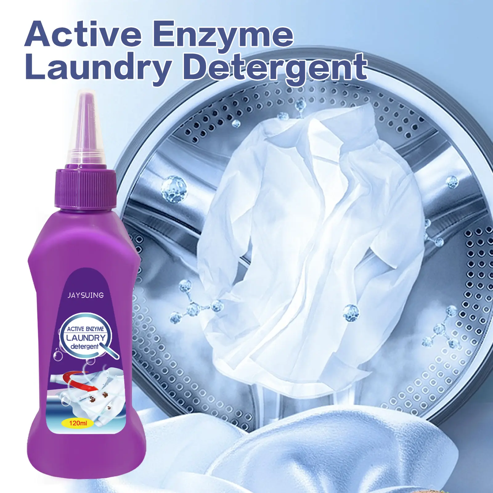 Active Enzyme Laundry Stain Remover – Fast Cleaner for Stubborn Oil & Dirt on Clothes, White Shirt Guardian
