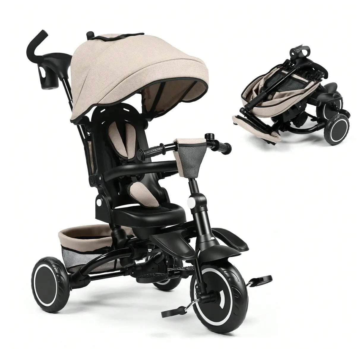 Unisex 5-in-1 Convertible Baby Stroller Trike HLF-6018 - Lightweight Stroller, Kid-Growing Design, Adjustable Canopy, Sit & Lie Recline, Safe Metal Frame, Outdoor-Ready for 1-5 Years Olds,Slammed Baby Stroller
