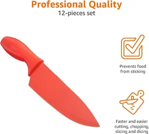 Multicolor 12-Piece Kitchen Knife Set – 6 Knives with Blade Guards, Color-Coded for Safety