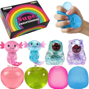 8-Piece Squid Package Toy Set, Includes Apples, Blocks, Salamanders, Capybaras, Plush Squid, Kids Squeeze Toys, Squishy Fidgets, Party Gift