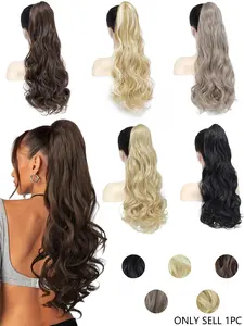 24-Inch Long Drawstring Ponytail Extension, Women's Wavy Curly Hairpiece for Effortless Style, Perfect for Everyday Wear, Synthetic Ponytail, Wavy Curly Ponytails