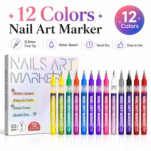 12-Color Nail Art Doodle Pen Set - Quick-Dry, Easy to Use Acrylic Markers for DIY 3D Dot Painting, Professional Manicure Tools