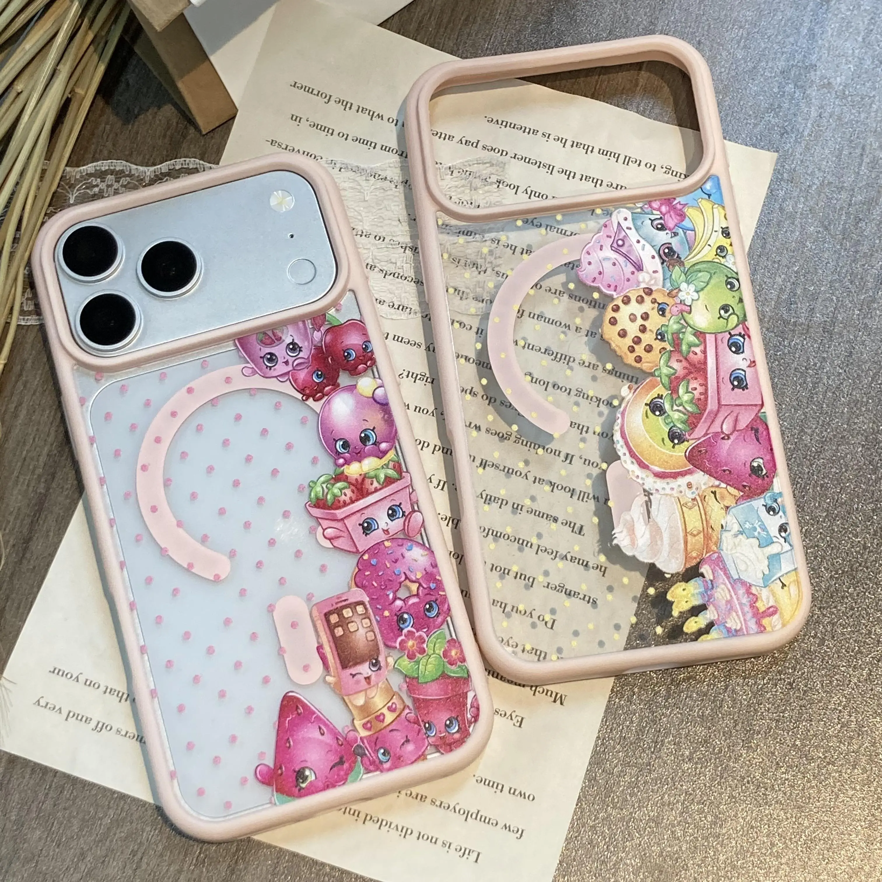 Shopkins cartoon print phone case, Sleek Magnetic Clear Casing, suitable for iPhone 11-17 Pro Max/Plus and Samsung Galaxy S23-25.
