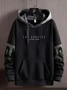 2025 Fashion Men's Los Angeles 3D Printed Hooded Sweatshirt with Adjustable Drawstring Long Sleeves for Autumn Winter Casual Sportswear Outdoor Daily Wear