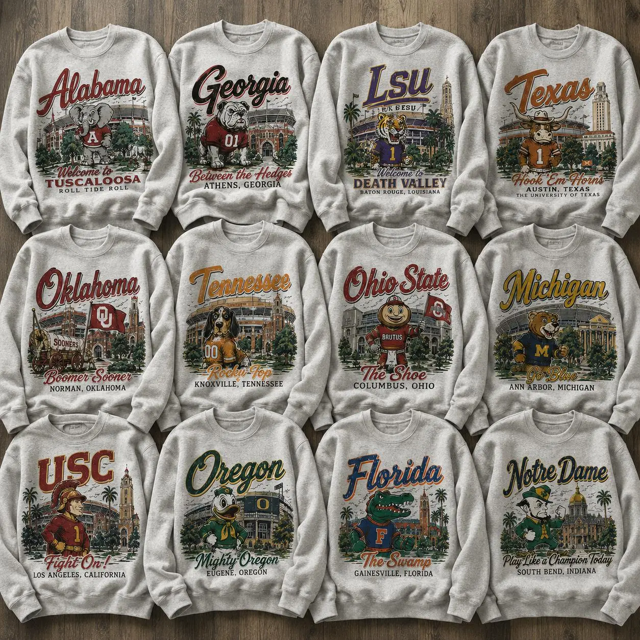Vintage College Football Mascot Sweatshirt, Retro Campus Stadium Graphic Sweater, University Inspired Shirt, Game Day Apparel, Soft Unisex Cotton Sweatshirt