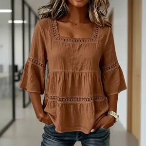 Women's 2026 Fashion Tops 3/4 Sleeve T-Shirts Cute Crewneck Basic Business Tees Blouses Casual Summer Wear Super Soft Breathable Fabric