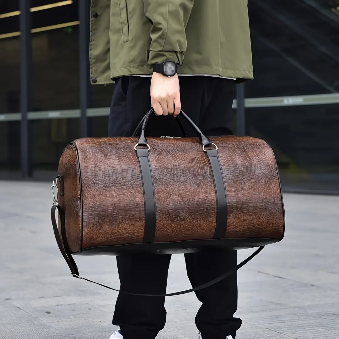 31Large Capacity Travel Duffel Bag - Spacious Interior for Packing Essentials, Stylish Crocodile Pattern Design, Suitable for Both Men and Women, Versatile for Various Travel Occasions, Perfect for Vacations and Trips - Ideal Gift for Travel Enthusiasts