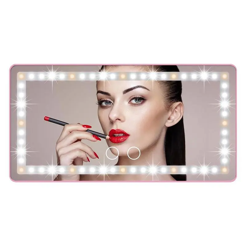 Car Sun Visor Vanity Mirror with 60 LED Lights – USB Rechargeable Makeup Mirror | 3 Dimmable Modes, Touch Control, Type-C Charging, Adjustable Strap – Rear View Sun Shading Cosmetic Mirror | Gift for Moms & Girls Car Accessories