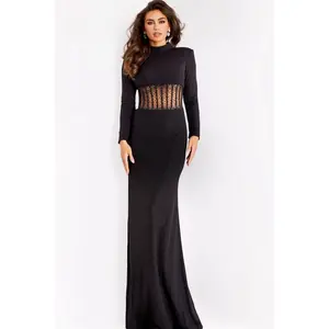 Jovani -40184 Illusion High Neck Sheath Gown