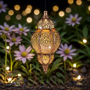 Moroccan Style Solar Lantern, Waterproof Outdoor Decorations, Iron Decorative Chandelier, Patio-Path-Garden Lovers Gift
