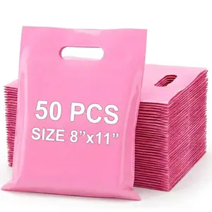 50PCS Pink Gift Bags with Handles 8"x11" 50PCS –Jewelry, Small Business, Birthday, Wedding & Easter Party Favors