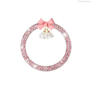 Rhinestone Bow Crystal Bell Pendant Ignition Ring Stickers (2/3/5-Pack) - Car 1-Touch Start Button Decor, Luggage & Bag Charm Accessories