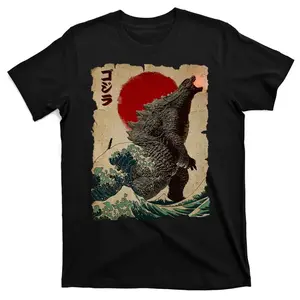 Vintage Japanese Godzilla Great Wave Poster T-Shirt