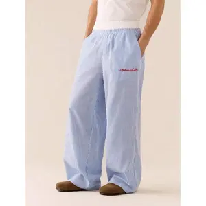 Men's Woven Casual Everyday Loose Striped Patchwork Waistband Straight Leg Pants