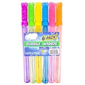 Sunny Days Entertainment 4oz Bubble Wands 6 Pack 101799 Blue Safe Fun for Kids Ideal for Summer Parties Assorted Colors Endless Bubbles Fun