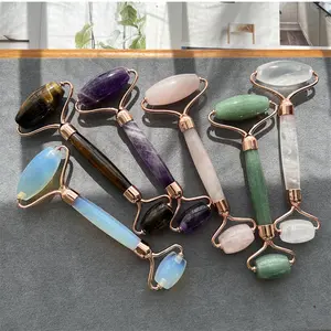 Double-Headed Jade Roller Facial Beauty Massager Jade Beauty Instrument Pink Crystal Roller Roller Massager