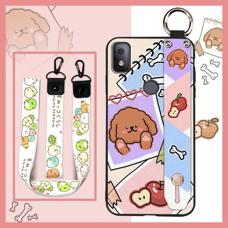 Cute Anti-dust Phone Case For TCL T-Mobile Revvl 4 protective ring Soft case  Durable Wristband Phone Holder Kickstand Dirt-resistant Waterproof Cartoon  Anti-knock Wrist Strap - TikTok Shop