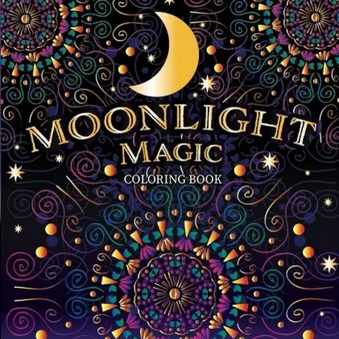 Mystical Moonlight Magic Coloring Book - 128-Page Soft Cover English Book (Easy Use, Pencil/Marker Safe), 8.5x9.5 In, Hand-Drawn Celestial Patterns, Starry Night Swirls, Swirly Stars, Meditative Color Relaxation Aid (Painting & Design Literature & Art)