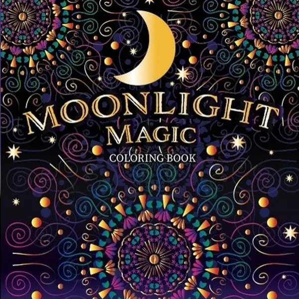Mystical Moonlight Magic Coloring Book - 128-Page Soft Cover English Book (Easy Use, Pencil/Marker Safe), 8.5x9.5 In, Hand-Drawn Celestial Patterns, Starry Night Swirls, Swirly Stars, Meditative Color Relaxation Aid (Painting & Design Literature & Art)