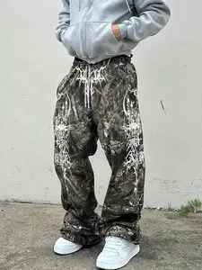 Y2K Oversized Camo Pants, Casual Streetwear Trousers, Casual Loose Fit, Branches & Camouflage Print, Street Style High Street Fashion, Fall Winter Essential