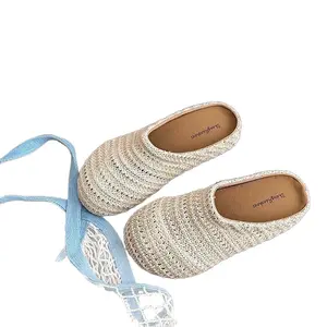 French-style mesh perforated breathable slippers for women, 2026 summer new style, Roman half-covered sandals, suitable for beach, shower, summer casual wear, soft slippers, platform shoes