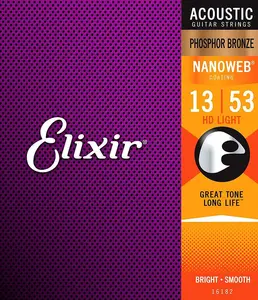 Elixir Acoustic Phosphor Bronze with NANOWEB® Coating, HD Light.013-.053