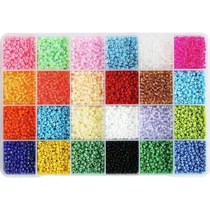 Size 3mm Seed Beads 24 Colors Total About 7000 count 8/0 Craft Beads for Making  Bracelets Necklace