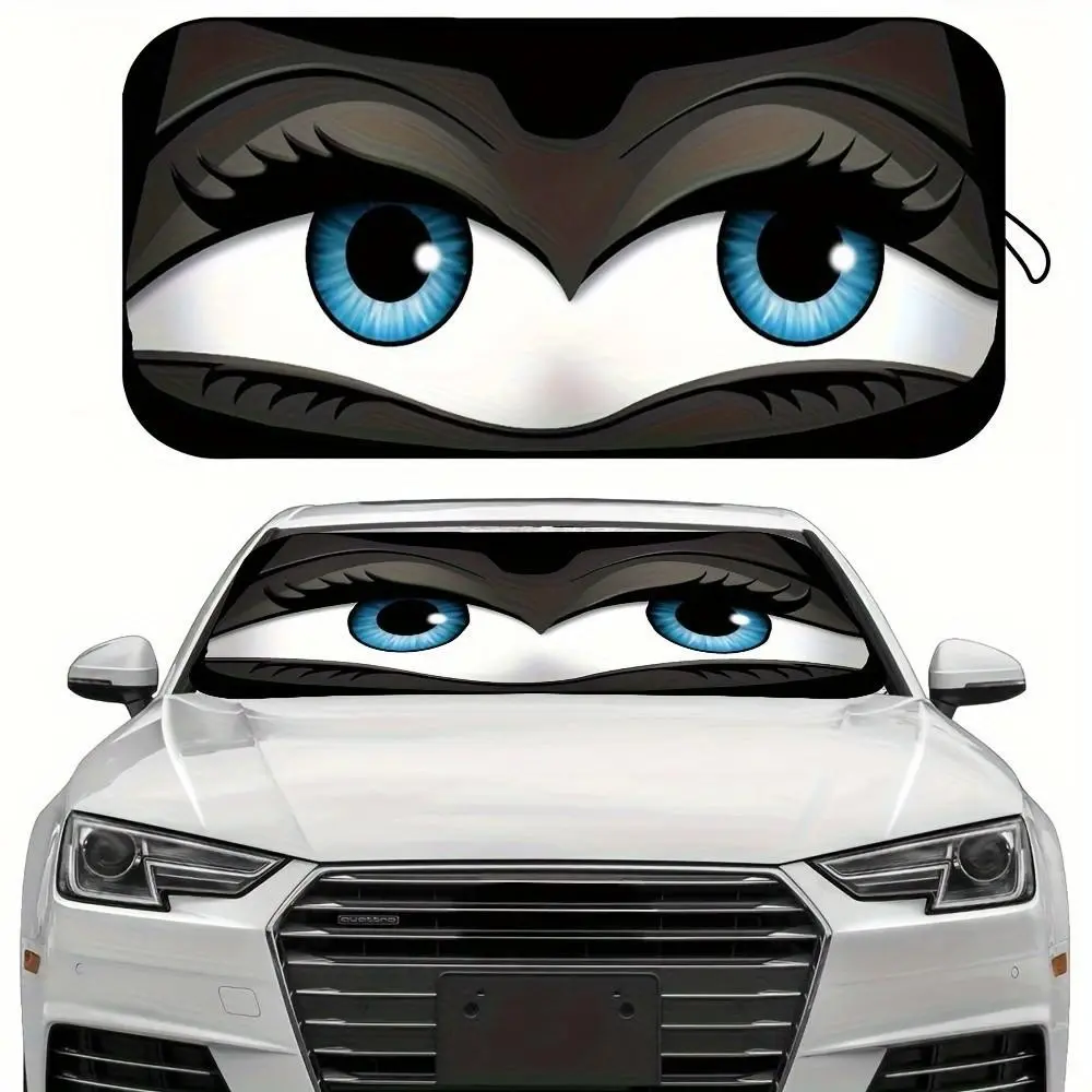 Cartoon Foldable Car Sunshade, Summer Fun Car Accessory, UV Protection, Easy Install, Fits Most Cars and Small Suvs, Sunshade for Car Windshield, Car Shade Front Windshield, Car Sun Shades, Suv Vehicle Sunshade